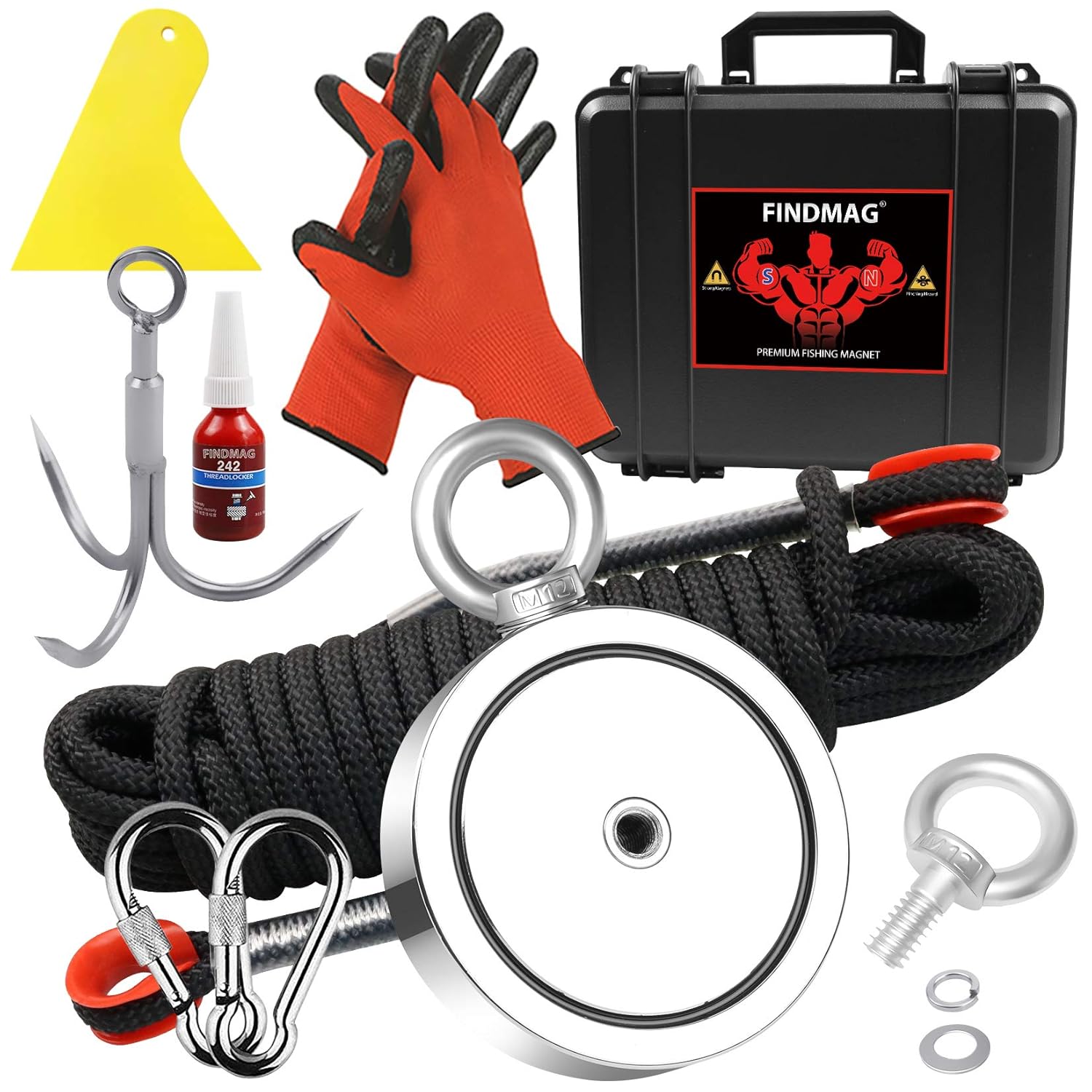 Double Sided Magnet Fishing Kit with Rope